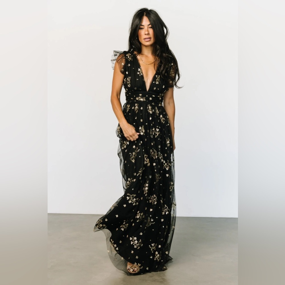 Baltic Born Black Floral Maxi Dress